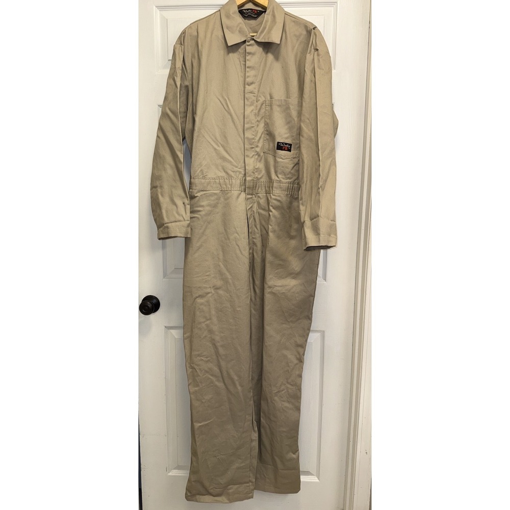 Walls FR Coveralls Mens XL 46-48 Reg Beige Flame Resistant HRC 2 Ban Wear Itex